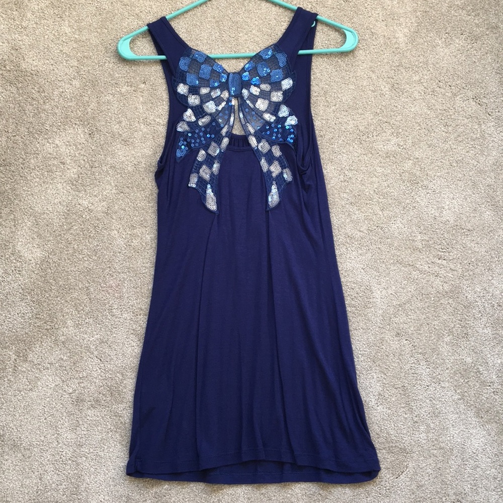 NWOT Kirra Sequin Back Blue Dress Size M